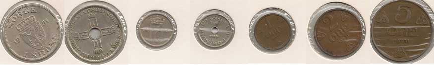 Alle mynter som ble gitt ut i Norge i 1951